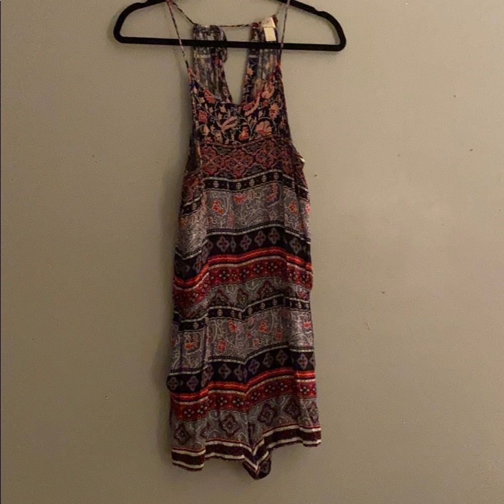 Romper in blue gray and red